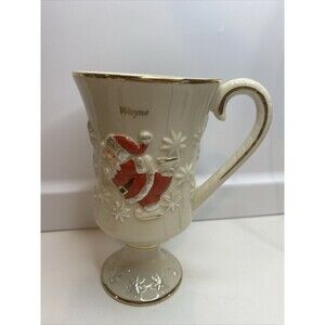 LENOX  VERY MERRY Santa Skating PERSONALIZED “Wayne ” MUG